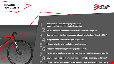 Grafika z przykazaniami rowerzysty - pełna treść w aktualnościach na stronie